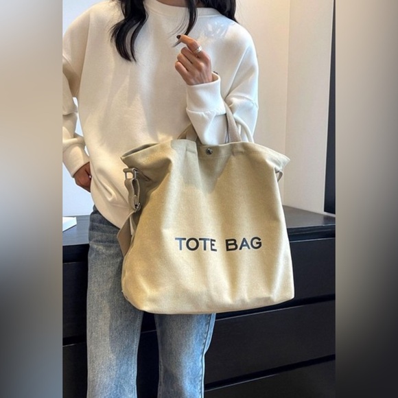 NWT Minimalist Large Capacity Canvas Shoulder Tote Bag - Picture 7 of 8